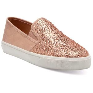 Volatile: Pink Bedazzled slip on sneaker